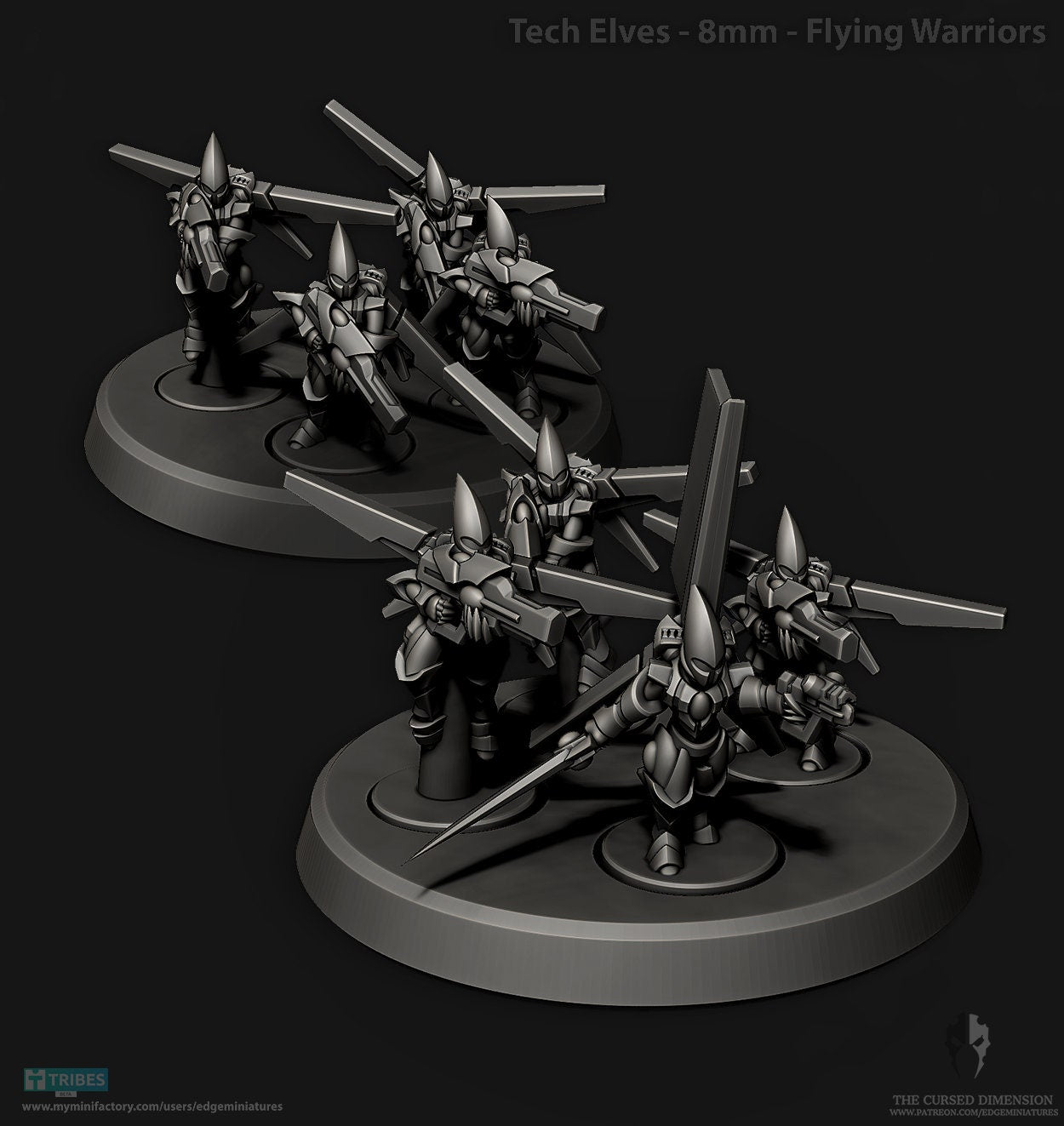 Tech Elves - Flyer Warriors - 8mm