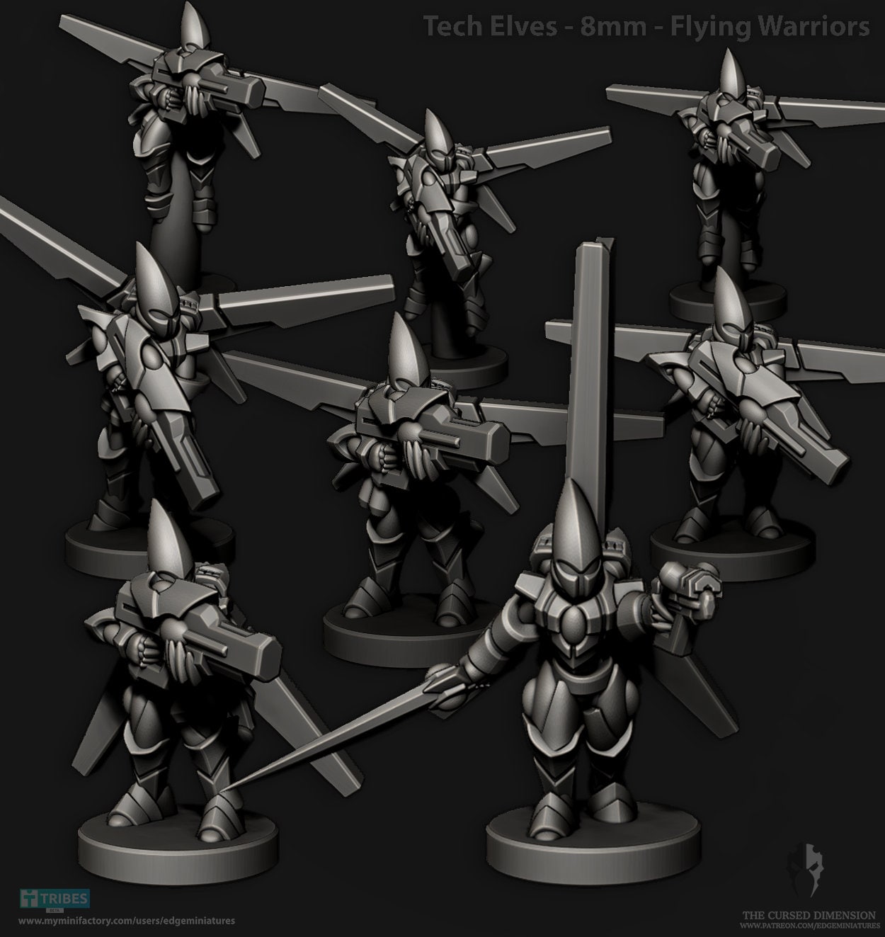 Tech Elves - Flyer Warriors - 8mm