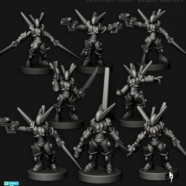 Tech Elves - Assault Warriors - 8mm